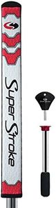 SuperStroke CounterCore™ Flatso™ Golf Putter Grip, White/Red (Flatso™ 1.0) | Consistent and Reliable Putting Stroke | Reduces Face Angle Rotation | Adjustable Weight System | Unique Parallel Design