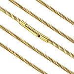 FaithHeart Mens Chain Necklace Gold Plated 2MM Slim Chains 20 Inch Snake Necklace with Italian Design Clasp