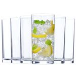 US Acrylic Classic Clear Plastic Reusable Drinking Glasses (Set of 6) 16oz Water Cups | BPA-Free Tumblers, Made in USA | Top-Rack Dishwasher Safe