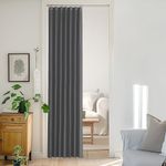 StangH Blackout Accordion Door Curtains for Doorways, Thermal Insulated Light Blocking Privacy Curtain for Bedroom, Bathroom, and Closet, Folding Style with Tieback, Grey, W38 x L80, 1 Panel