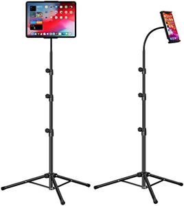 ASWINN Tablet Tripod Stand, Gooseneck 65" Height Adjustable Tablet Stand Floor with 360° Rotating Tripod Mount Compatible with iPhone,Tablet,Kindle and All 4.5-12.9 Inch Tablet and Phone