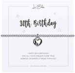 Silver Happy Birthday Charm Bracelet - Womens Stackable Jewellery - Special Best Friend Birthday Bracelet - Adjustable Stretchy Silver String Present Jewellery with Charm and Gift Bag from Lu Bella, Metal