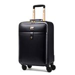 THE CLOWNFISH Luxury 22 Inch Unisex Synthetic Softsided Spinner Travel Suitcase Business Luggage Briefcase And Laptop Roller Case - 801(Black)