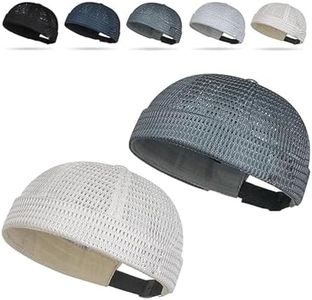 INDIGO WHALES 2 Pack Men's Breathable Brimless Hat, Lightweight Mesh Skull Cap for Summer Outdoor Wear (White+Gray)