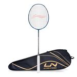 Li-Ning Wind Lite 800 II Carbon Graphite Badminton Strung Racket with Full Racket Cover (Navy/Dark Grey)