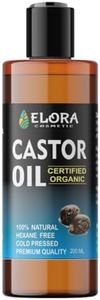 Certified Organic Castor 200ML Oil, Cold-Pressed castor oil, Hexane Free, Castor oil for Hair Growth, Eyebrows, Eyelashes and Dry Skin. Anti-oxidant oil for hair, skin, face.(Plastic Bottle) (200 ML)