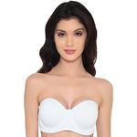 Laavian Women's Cotton Padded Wired Silicone Strapless T-Shirt Bra (DOGI1737WHITE_32C_2.O) White