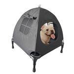 Love&go Elevated Dog Bed with Mat and Canopy for Small Dog and Cat (Small - 48x48x14 cm, S - Black Bed + Mat + Canopy)