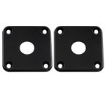 Musiclily Pro Plastic Curved Jack Plate Square Jackplates Compatible with USA Les Paul Epiphone Les Paul Guitar, Black(Set of 2)