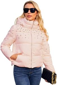 MODERN BUBBLE Puffer Jacket Womens Thickened Down Jacket with Diamonds Lightweight Winter Coats for Women