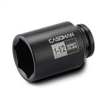 CASOMAN 6-Point 1/2-Inch Drive Deep Impact Socket- 1-1/2" (SAE), CR-MO, 1/2-inch Drive 6 Point Axle Nut Socket for Easy Removal of Axle Shaft Nuts (1-1/2")