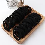 Elina Black Hair Ties Soft Premium Elastic No Damage Seamless Ouchless Soft Stretchable Non-Slip Cotton Rubber Bands, Thick Thin Hair, Ponytail Holders, Scrunchy, Men, Women, Boys, Girls (20 Black)