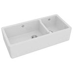 ROHL RC4019WH 39-1/2-Inch by 18-1/2-Inch by 10-Inch Deep Shaws Rutherford Plain Apron Front Fireclay Kitchen Sink, White