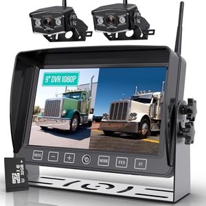 eRapta Wireless Reversing Camera Kit, 9 Inch HD 1080P Loop Recording Monitor with 2 Rear, IP69K Waterproof 152° View
