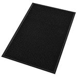 fani Heavy Duty Large Outdoor Indoor Entrance Doormat Red Waterproof Low Profile Entrance Rug Front Door Mat Patio Anti-Skid Rubber Back, 80x120cm (Black)