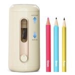 Deli Electric Pencil Sharpener, Fully Automatic Pencil Sharpener, Auto in & Out, Rechargeable Hands-Free Pencil Sharpener for 6.9-12mm, Home, Classroom, Battery Operated, Beige