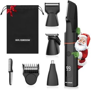 MAXGROOM Manscape Body Hair Trimmer for Men, Waterproof Pubic, Groin & Ball Shaver, No-Nick Mens Electric Grooming Kit with LED Display, USB Rechargeable, Adjustable Guide Comb