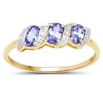 The Tanzanite Ring Collection: 9ct Gold Ring withTanzanite & Diamond, Woman ring Promise or Engagement Eternity Ring Size K