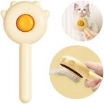 OurMiao Paw Cat Brush with Release Button, Self Cleaning Cat Brush for Shedding, Cat Hair Brush for Grooming Long and Short Haired Cats Dogs (Yellow)