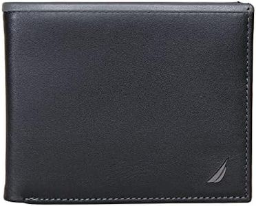 Nautica Pop Color Leather Bifold Wallet, Black/Grey, One Size