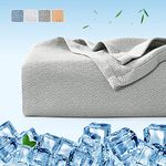 Luxear Bamboo Cooling Blankets, 200 * 220cm King Size Arc-chill Q-Max>0.34 Cool Fiber for Sound Sleep, Lightweight Summer Throw for Hot Sleepers, 100% Bamboo Material All Season Sofa Bed Blanket Grey