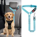 Dog Seat Belts For Cars, Uk Headrest Dog Car Seat Belt, Adjustable Dog Car Harness Dogs Safety Seatbelt, Anti Shock Elastic Pet Restraint Strong Leads Harness For Dogs Pets Safety (Blue)