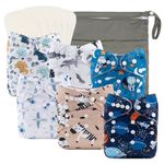 babygoal Reusable Cloth Diapers Pack of 13, Leakage Proof with Absorbent Inserts-Freesize, Rash Free, Washable Diapers for Babies Boys and Girls 0-3 Years-6 Shells+6 Pads+One Wet Dry Bag