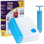 ABOUT SPACE 3 Large Vacuum Bags for Travel with Hand Pump -Polyamide Polyethylene Airtight, Reusable Space Saver Compression Storage for Packing, Vaccine Sealer Bags with Ziplock for Comforters (Blue)