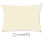 HEYOMART Sun Shade Sail 3m x 4m Rectangle Shade Sails Waterproof Outdoor Garden Patio Party Sunscreen Awning Canopy 98% UV Block With Free Rope, Cream White