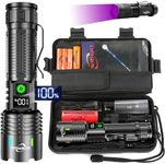 WOWNIGHT LED Torch Rechargeable Flashlight, 30000 Lumens XHM88 Super Bright Torch, Handheld Torches Flashlight, Powerful Tactical Torch, Waterproof Torch Flash Light for Camping Hiking Emergency Gift