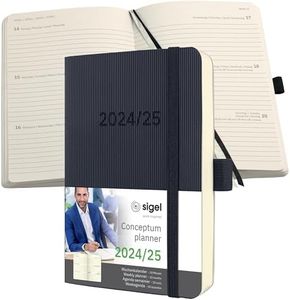 SIGEL C2507 Conceptum Agenda semanal 2024/2025, aprox. A6, negro, tapa blanda, dos páginas = una semana, 240 páginas