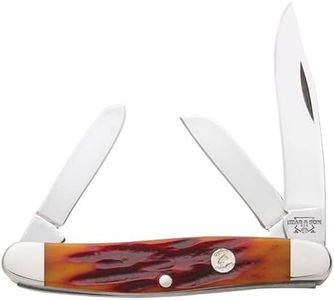 Bear & Son Cutlery CRSB18 Stag Bone Meduim Stockman Knife, 3 1/4", Red