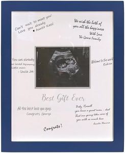 HAMUIERS Sonogram Signature Frame Guest Book, Ultrasound Picture Keepsake Frame, Baby Shower Guest Book Alternatives, Gender Neutral Baby Shower Party Decor, Gift for Expecting Moms, Blue