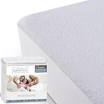 SafeRest King Mattress Protector - Fitted Mattress Pad Cover - Bedding Essentials for College Dorm Room, New Home, First Apartment - Cotton Terry, Waterproof Mattress Cover Protector