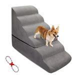 Dog Stairs for Small Dogs High Beds, Dog Stairs for High Beds 30-36 inches Tall, LitaiL 6-Step Dog Steps Dog Ramp for Small Large Dogs, Non-Slip Foam Pet Stairs/Steps for Small Old Dogs/Cats, Grey