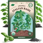 Seedboy Organic Basil Herb Seeds for Indoor Gardening or Planting Outdoors, Non-GMO and USDA Certified Herb Seed Packets, 250 Seeds/1 gram (Genovese Basil)