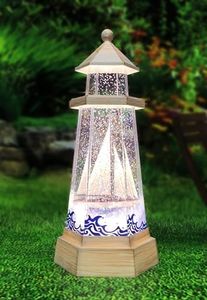 Acrylic LED & Water Spinning Lighthouse BO, Light up, 3AA Battery not Included.