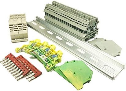 DIN Rail Terminal Blocks Gray Kit by International Connector 20 Dinkle DK2.5N 12 AWG Gauge 20A 600V Ground DK4N-PE Jumper DSS2.5N-10P End Covers End Brackets Grey