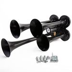 Viking Horns Loud V4008B 149 Decibels 4 Trumpet Black Train Air Horn for Truck, Boat, RV, SUV, Pick-Up