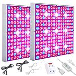 LED Grow Light Plant Grow Lights for Indoor Plants Full Spectrum 75W Panel Growing Lamp with Timer for Seedling Veg and Flower by Skylaxy (2 Pack)