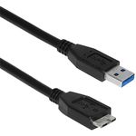 Amzer 10-Feet Micro USB 3.0 Type A Male to Micro-B Male Cable for Phones - Retail Packaging - Black