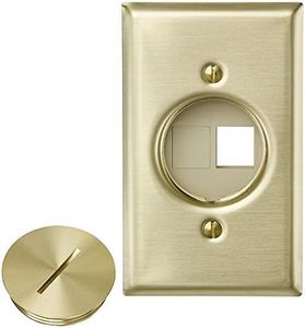 Leviton 41652 QuickPort Floor Jack Assembly, Two Blank Inserts, Solid Brass