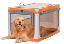 A 4 Pet Large Dog Crate 36Inch, Collapsible Dog Crate with Adjustable Steel Frame, Easy to Stow, Chew Proof & Lightweight Dog Crate,Orange