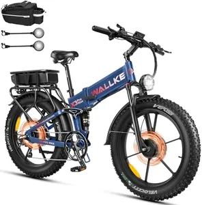 W Wallke Actual 2800W Dual Motor Folding Mountain Electric Bike, 48V 44Ah Battery 170 Mile,26" Fat Tire 35MPH Fast Adult Ebike, Full Suspension Hydraulic Brake, UL2849 Certification