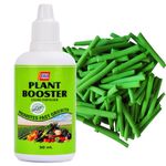 Green Plant Food Sticks (20pcs) + Organic Liquid Fertilizer (50ml) Combo | Natural Fertilizer for Indoor & Outdoor Plants | Magic Growth Booster for Home Garden, Flowers, Vegetables,Succulents, Herbs