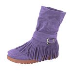 YUHAOTIN Womens Ankle Boots Fashion Women Solid Color Comfortable Square Heels Buckle Strap Short Booties Round Toe Shoes Women Open Toe Booties and Boots Ladies Ankle Boots (ZZ1-Purple, 5.5)