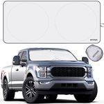 KEYOOG Car Sun Shade for Windshield 1 Piece Foldable with Storage Pouch, Universal Fits Car, Sedan, SUV, Truck, Block Sun Glare, UV and Heat, Protect Car Interior ( 75 X 35.5 in / 190 X 90 cm )