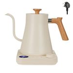 ANIROY Electric Gooseneck Kettle, Intelligent Constant Temperature Goose Neck Kettle with LED and Control Button, Stainless Steel Hand Rushing Coffee Pot, 8mm Spray Port Plus 900ml Capacity (White)