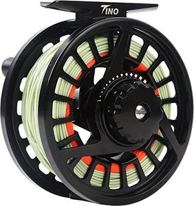 Maxcatch Tino Fly Fishing Reel (3/4wt 5/6wt 7/8wt) and Pre-Loaded Fly Reel with Line Combo (Reel with Line Pre-Loaded (Black), 3/4wt)