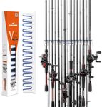 KastKing Patented V15 Vertical Fishing Rod Holder - Store 15 Rods or Rod Combos in 17.25 Inches Wall Mounted Rod Rack